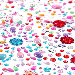 Rhinestone Stickers 12 Sheets 1200+ Pcs Self Adhesive Jewel for Crafts Crystal Sticker for Kids DIY Crafts Scrapbooking and Rewarding (Multishape)
