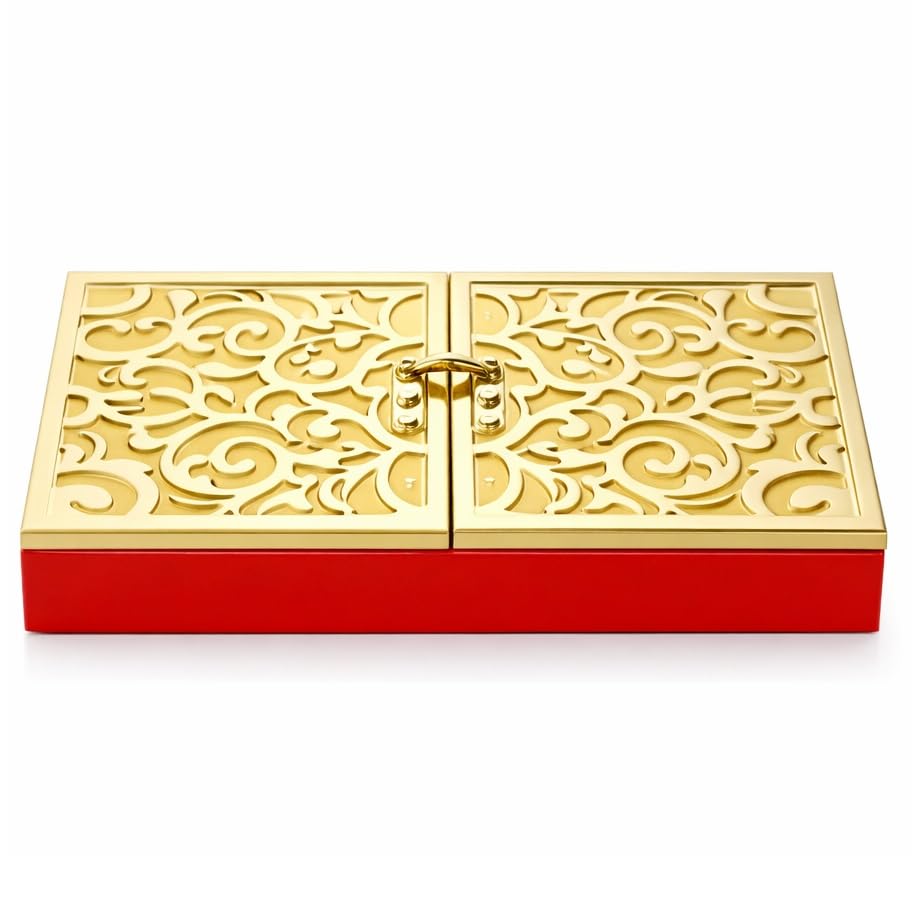 Decorative Shagun Cash Gift Box for Money Gaddi, Gifting Sagan Wedding Occasion, Jewellery, Rectangle Shape - Golden and Red Valvet -1Pc (Shagun Box - Red Golden)