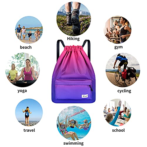 image for Risefit Waterproof Drawstring Bags, Printed Gym Sackpacks Bags Sports 