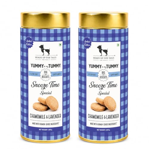 Image of Yummy in My Tummy by HUFT Snooze Time Special Chamomile & Lavender Gluten Free Dog Biscuits - 200 gm (Pack of 2), Calming Treats for All Lifestages | Crunchy & Healthy Snack for All Breeds Dogs