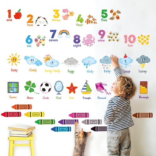 DECOWALL DS9-8056 Numbers Crayons Weather and Shape miniatura 2