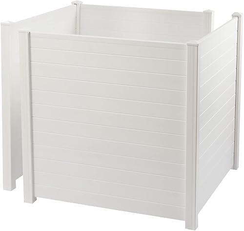 Pantalla de privacidad para exteriores, 4 paneles, valla decorativa de aire acondicionado de 48 pulgadas de alto, recinto de basura con 6 estacas,