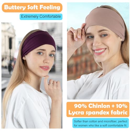 Image of RITOPER Wide Thick Headbands for Women Non Slip, 10 Pack Buttery Soft Workout Yoga Running Sweat Head Bands, Solid Headband Hair Bands for Wig Cover, Spa Day, Travel, Washing Face, Daily Use