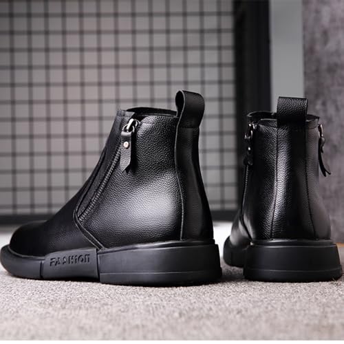 Tokouk Men'S classic Leather Flat Casual Chelsea Boots Fashionable Comfy Slip-On Winter Fleece Business Work Dress Chukka Boots4