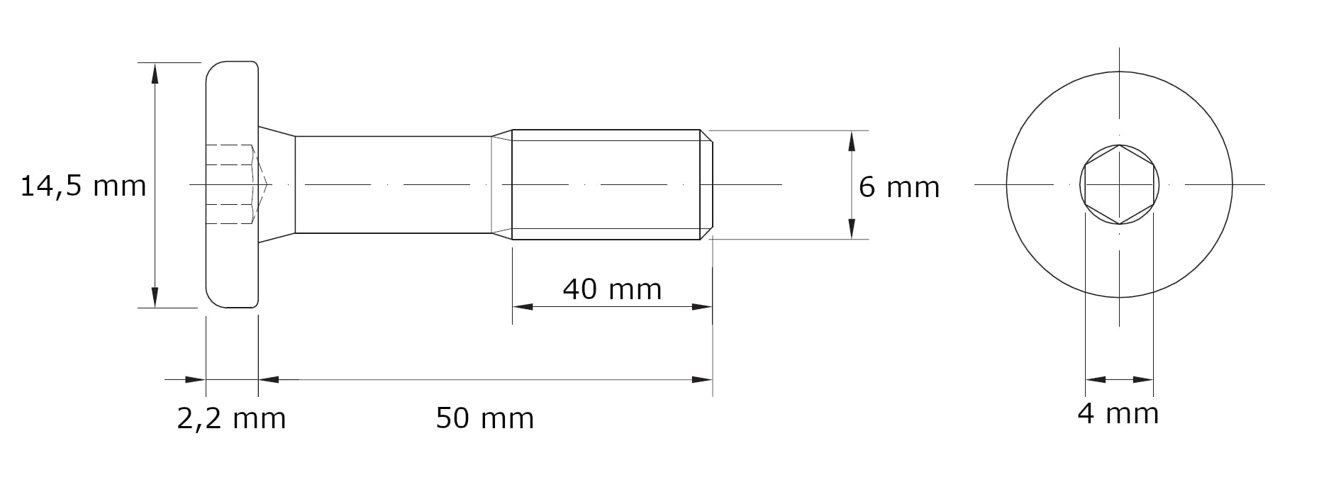 HEXATON Flat Head Socket Metric Screws M6 x 50 mm - 50 Pieces - Partially Threaded - Galvanized Steel - Hex Drive Socket Metric Thread - Image 2