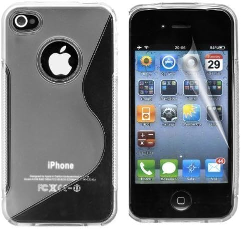 Super Hunkydorey Clear Gel Silicone TPU Case Cover for Apple iPhone 4 & 4S with Screen Protector and Cleaning Cloth