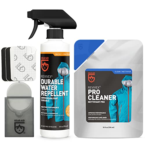 Image of GEAR AID Outerwear Care Kit with Revivex Pro Cleaner, Revivex Durable Water Repellent Spray and Tenacious Tape Mini Patches