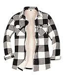 ThCreasa Flannel Coat Women Sherpa Fleece Lined Button Up Buffalo Plaid Shacket Fall Thermal Flannel Shirt Jacket Grey L