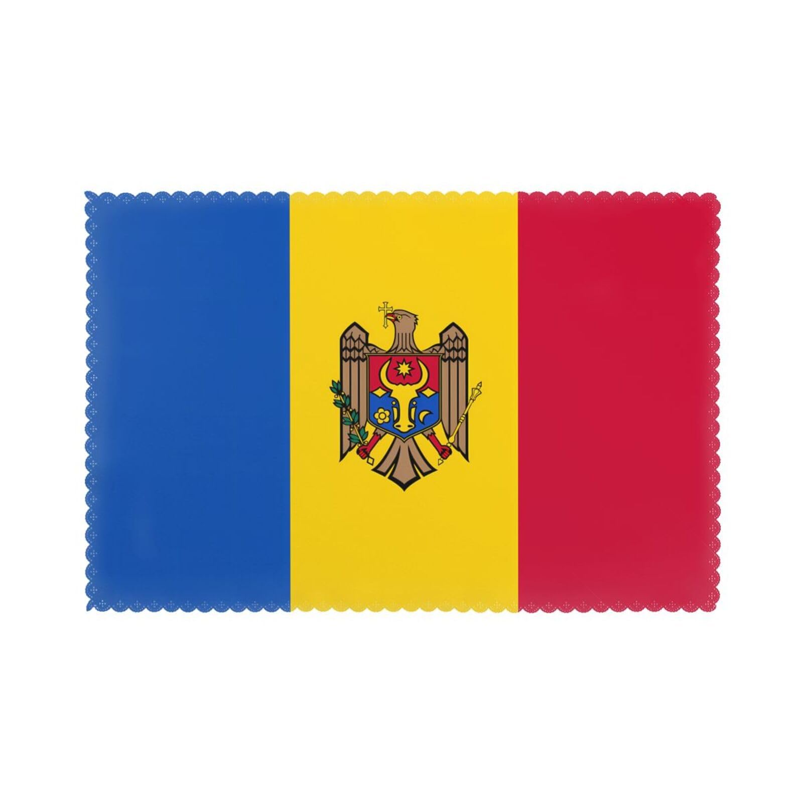 Flag of Moldova Placemat set of 6, oil-proof and insulated dining table placemats, washable and wipeable.
