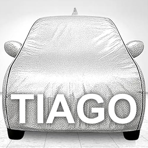 Image of Car Cover for Tata Tiago All Model & Years (2016-2025) 100% Waterproof with Mirror Pockets, Triple Stitched Bottom Elastic Dustproof Full Body Protection Heat & UV Resistant- Silver