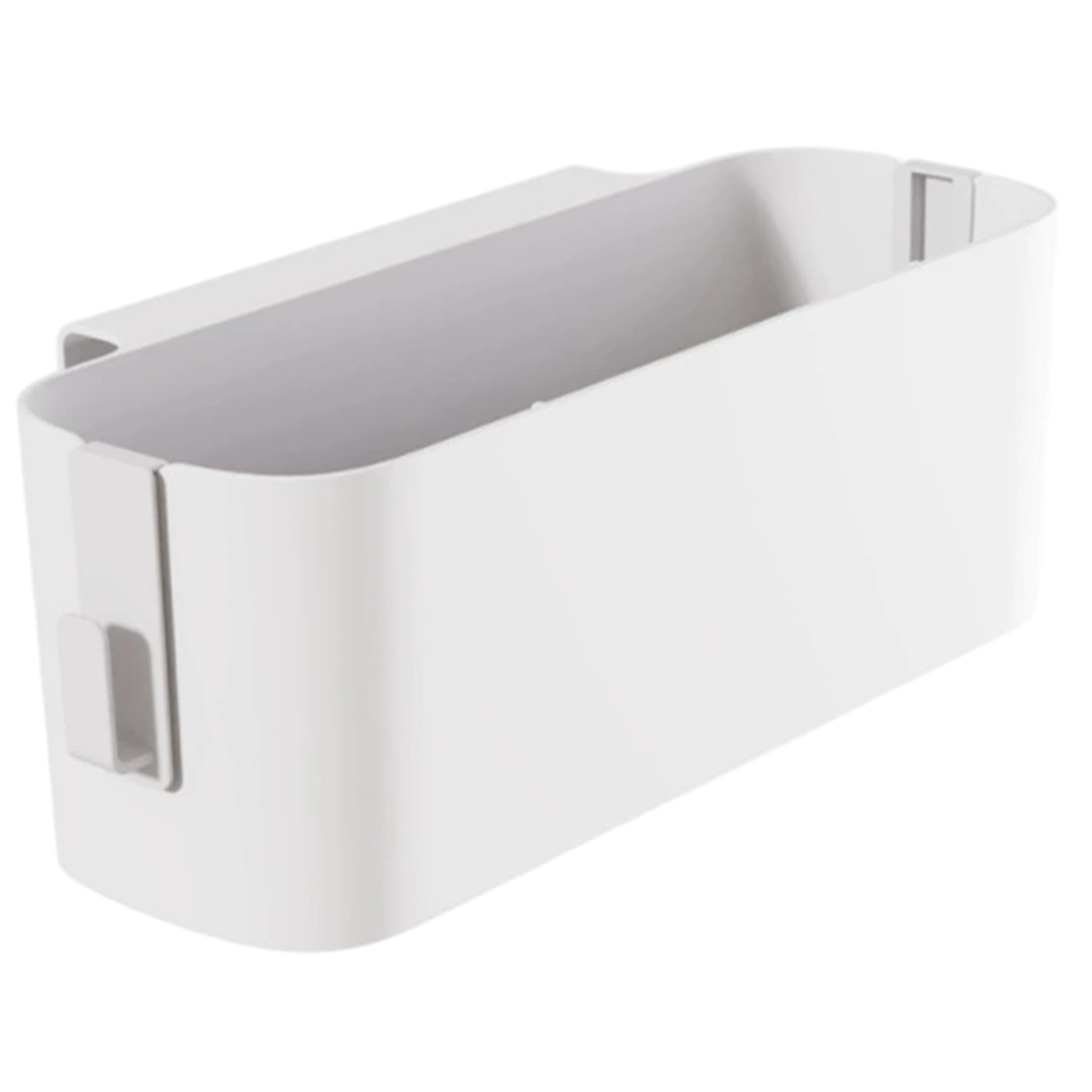 Bemonew White Bedside Storage Bedside Shelf, Plastic No-Drill Caddy With Hooks, Hanging Organizer Fits Bed Rails & Cabinets,