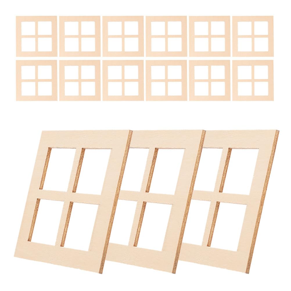 2.7 Inch Miniature Wooden Windows: 4-pane Window Frames for Dollhouse Decoration and Mini House Accessories (20)