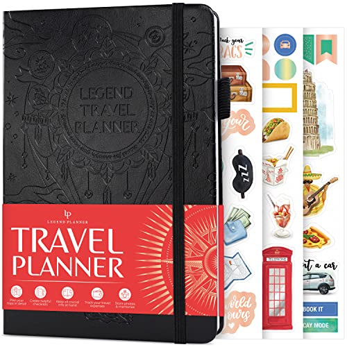 Legend Travel Planner – Vacation Itinerary Organizer For Solo Travel & Couples – Travelling Journal For Women & Men – Traveling Log With Expense Tracker & Packing List – Hardcover (Black) #TOP26