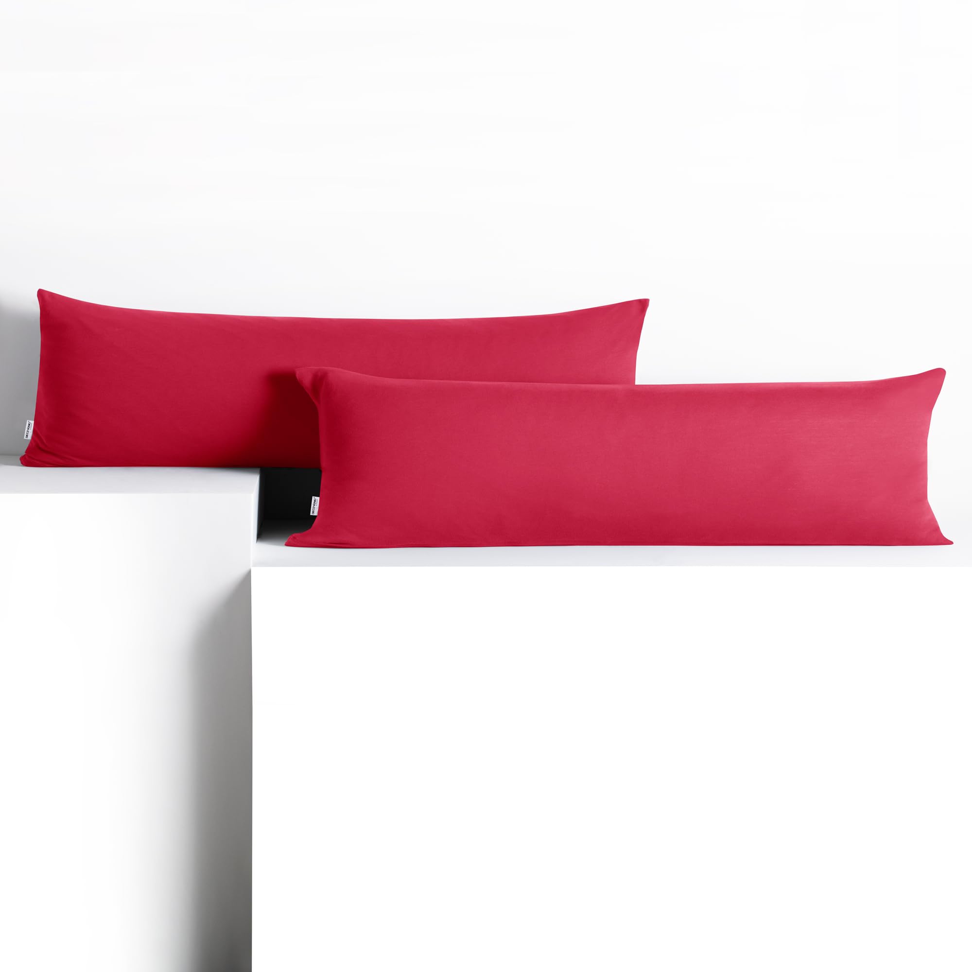 DecoKing 2 x Pillowcases 20 x 120 cm Jersey Cotton Zip Pink Amber