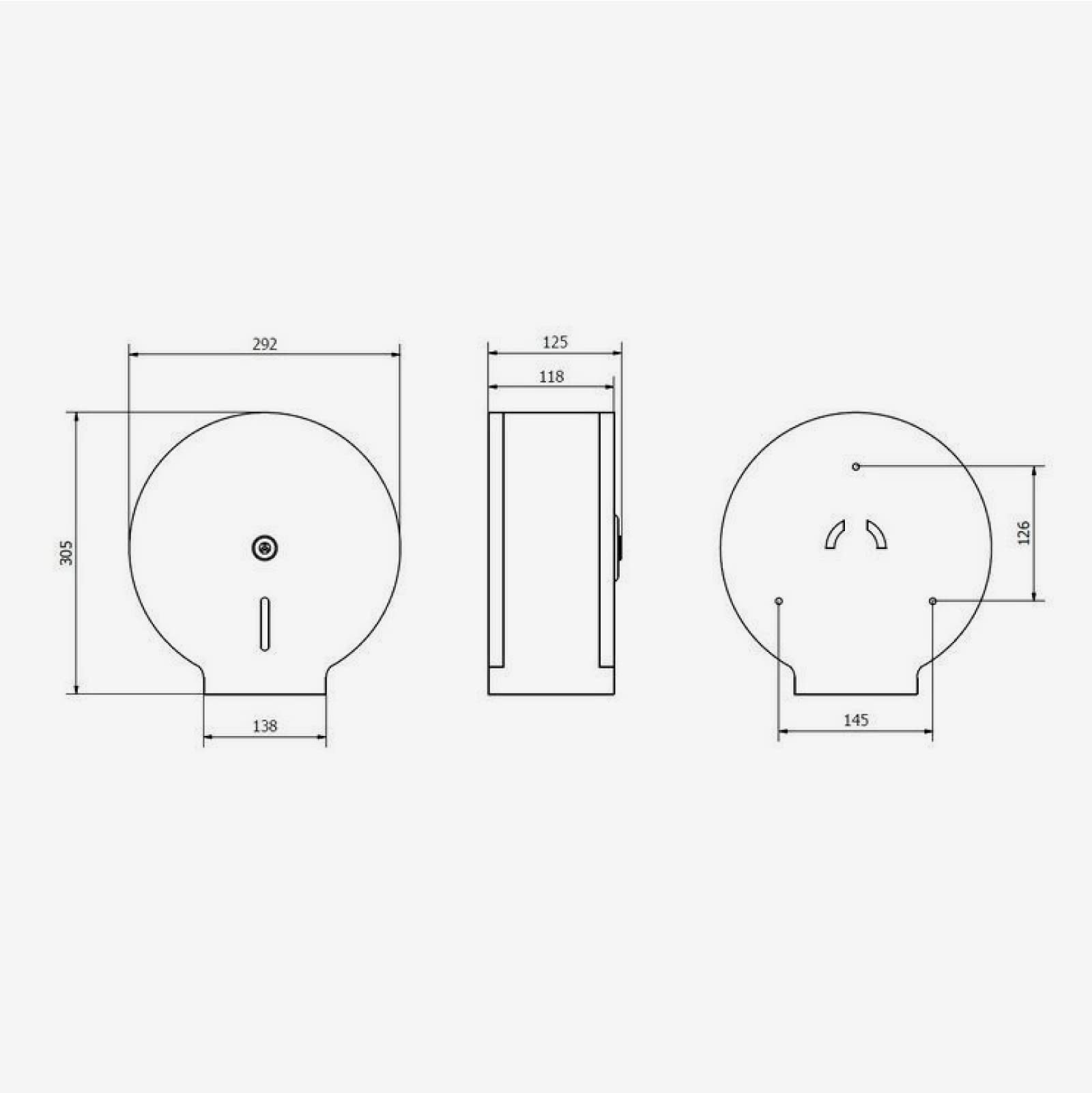 Jofel - Portarrollos de Papel Higiénico Industrial Grande, Dispensador de Papel en Rollos hasta 400m, max. 260mm de Diámetro, Mandril de 18 a 55mm, Carcasa Acero Laminado Blanco, Clásico AE13300