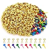 500PCS Brass Fasteners, Round Head Fastener, Metal Brass Brads, Gold Mini Brass Paper Fasteners, Colored Mini Brads for Paper Craft Art and DIY