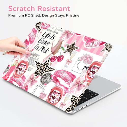Image of B BELK for MacBook Air 15 inch Case 2026 2025 2024 2023 M5 M4 M3 M2 | Pink Printed Matte Hard Shell Case with Fashion Collage Pattern, Keyboard Cover & Screen Protector, Scratch Resistant