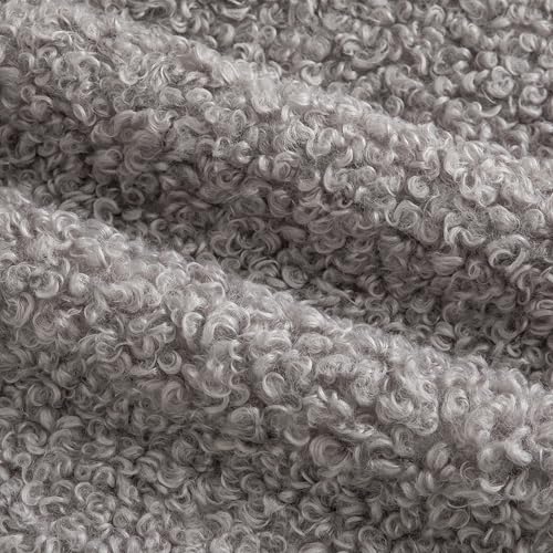 Image of Pack of 2 Curly Teddy Wool Faux Fur Throw Pillow Covers Fuzzy Accent Soft Sherpa Pillowcases Sheepskin Fleece Decorative Cushion Case for Sofa Couch Living Room 12x20 Inch Light Grey