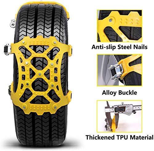 SUPTEMPO Car Snow Chains, 6Pcs Emergency Anti Slip Tire Traction Chains TPU Snow Chain for Light Truck/SUV/ATV Winter Universal Tire Security Chains