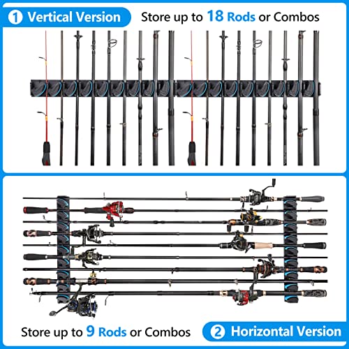 PLUSINNO 2 pack Vertical Fishing Rod rack, Wall Mounted Fishing Rod holder, 2 Packs Fishing Pole Holders Hold Up to 18 Rods or Combos, Fishing rod holders for garage, Fishing Gear and Gifts for Men by PLUSINNO - Image 5