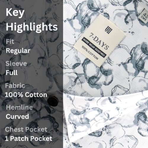 Image of 7-DAYS Men's Premium Formal Printed Shirt - 100% Cotton, Regular Fit, Full Sleeves, with Pocket - Stylish for Special Occasions.