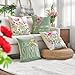 WOKANI Outdoor Throw Pillow Covers 18x18 Set of 4 Spring Summer Garden Flowers Farmhouse Patio Decorative Cushion Covers Home Decor Couch for Sofa Bedroom Livingroom