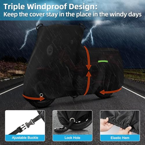 Image of Motorcycle Cover Waterproof for Honda Super Cub C125 ABS /CT125 Trail 125 Hunter Cub, Heavy Duty Outdoor Sun UV Rain Dust All Weather Protection Motorbike Cover with Soft Cotton Lining & Lock Hole