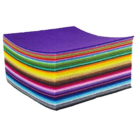 flic-flac 44PCS Assorted Color Felt Fabric Sheets Patchwork Sewing DIY Craft 1mm Thick (20 x 20 cm) Cover