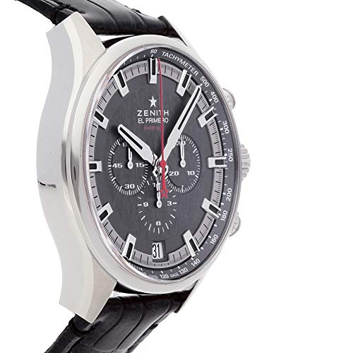 Zenith El Primero Chronograph Automatic Grey Dial Black Rubber Mens Watch 03228040091R5764