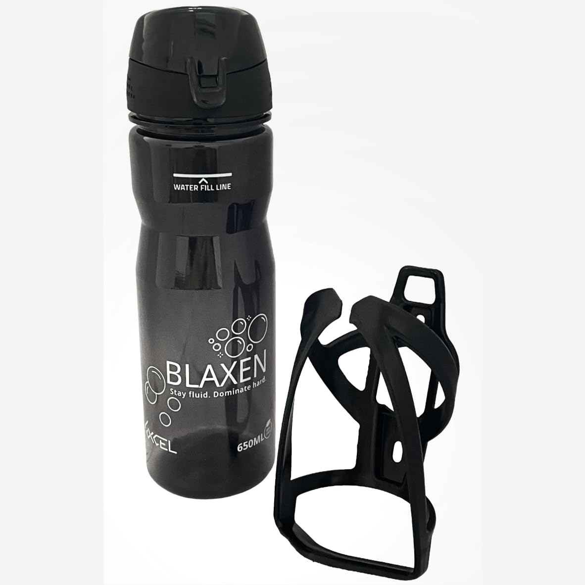 BLAXEN Water Bottle with Cage, 650ml, for Sports Outdoor Cycling Gym, Food Grade, Break-Proof, Crystal Clear Body, Black (Bottle with cage) (Pack of 1)-image-18