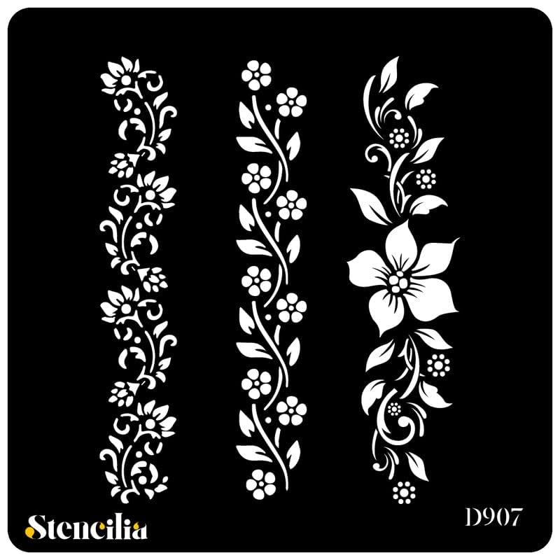 Stencilia Floral Border Design Set of 3 Art and Craft Stencils for Painting Small Size 6x6 inch Reusable Stencil for Painting, Fabric, Glass, Wall Painting, and Craft Painting (B0C5972NV6) Amazon Price History, Amazon Price Tracker