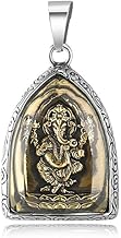 Tyenaza Elephant Buddha Pendant Steel High Hardness Exquisite Texture Ganesh Pendant for Men Women (40x30mm), Titanium steel