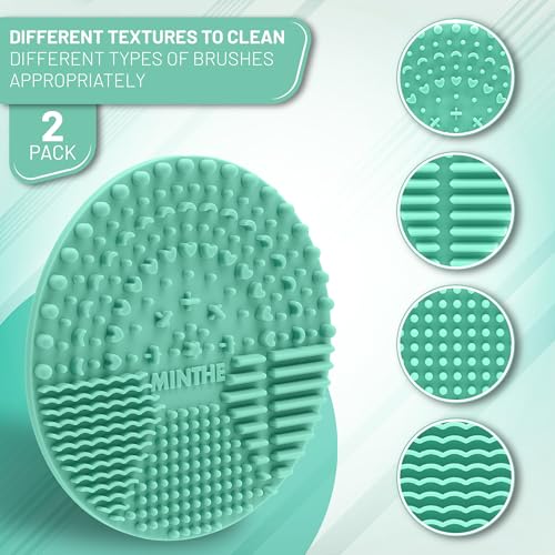 MINTHE™ Makeup Brush Cleaner Mat | 2 Pack | Silicone Makeup Brush Cleaning Mat, Make Up Brush Cleaner Pad, Makeup Brush Mat Cleaner, Makeup Cleaner, Make Up Brushes Cleaning - Image 4