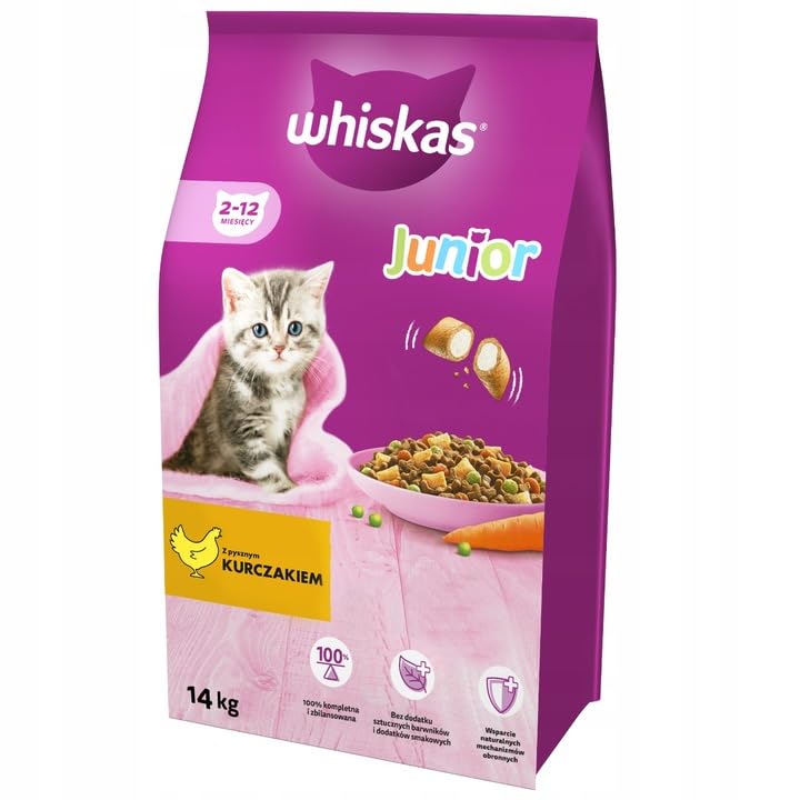 Whiskas Junior Trockenfutter mit Huhn für Koakes und junge Katzen 14 kg