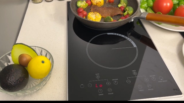 Image of 2 Burner Electric Cooktop - 110v Countertop and Built-in Electric Stove 2000W, Two Burner 12 Inch Ceramic Stove with 99 Mins Timer, Safety Lock, Touch Control, Portable 110-120V Plug in