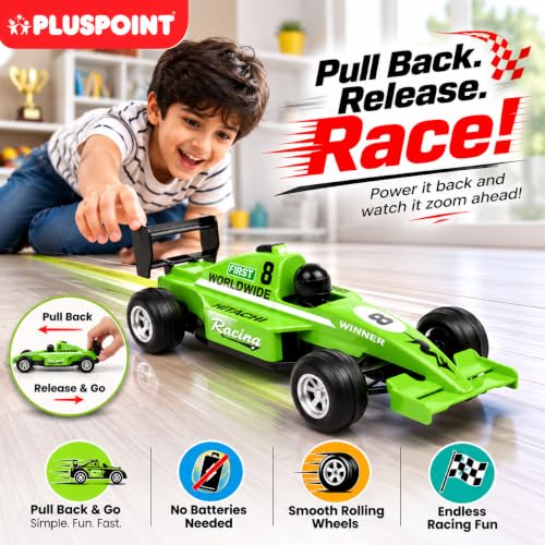 Image of PLUSPOINT F1 Racing Diecast Metal Car | Pull Back Formula Racing Car Model with Alloy Body | Mini Collectible High-Speed Racing Vehicle Toy for Kids Boys & Girls Age 3+