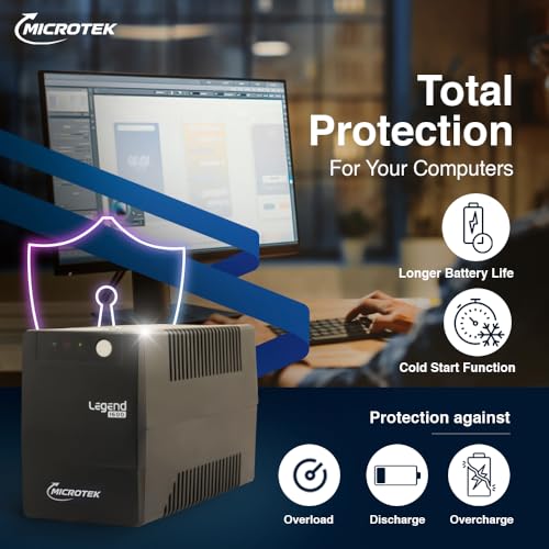 Image of Microtek Legend 1600 Line Interactive UPS 1600VA /960W | Microprocessor Based UPS for Gaming PC, Desktop & Home Office | Power Backup & Protection | 2 Year Electronics Warranty + 1 Year Battery