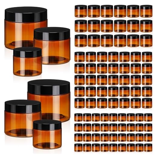Tanlade 100 Pcs Amber Plastic Cosmetic Jars