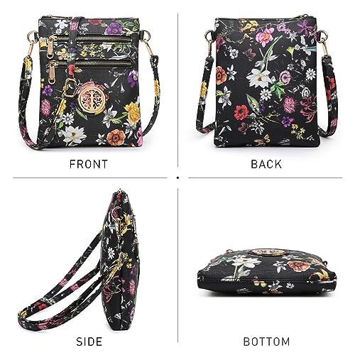 Dasein XL-12-7051S-BKF Women Small Crossbody Bag Lightweight Shoulder Purses Multi Zipper Pockets Phone Purse Handbag  thumb #1