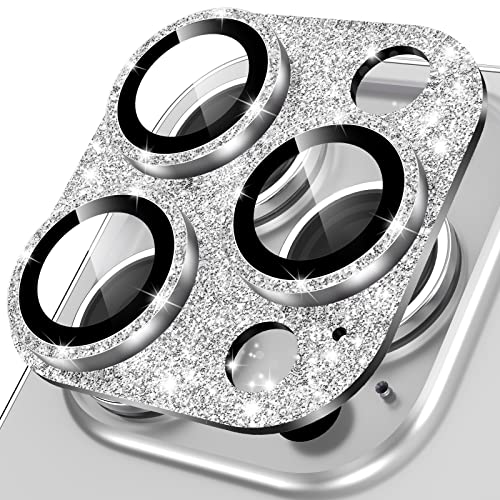 Image of YWXTW for iPhone 13 Pro /iPhone 13 Pro Max Camera Lens Protector, [4TH Gen New Bling Design] Glitter Shiny Diamond Metal Ring Tempered Glass Back Camera Screen Protector Lens Cover