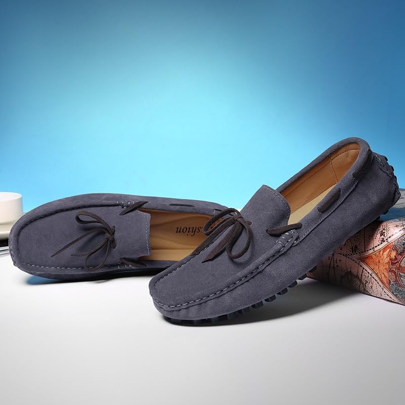 Men's Loafers Shoes Square Toe Nubuck Leather Moccasins Boat Shoes Flat Heel Flexible Anti-Slip Wedding Slip-on3