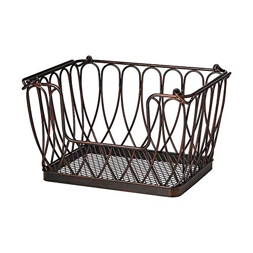 Pfaltzgraff 5214228 Loop Stacking and Collapsible Organization Metal Wire Basket, 8-Inch, Antique Black