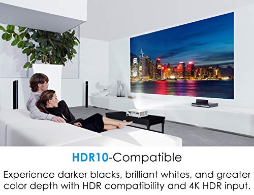 Short Throw Laser Home Theater Projector for Home Entertainment | 4K HDR Input | 4,200 lumens Brightness | Lamp-Free Operation for 30,000 hours