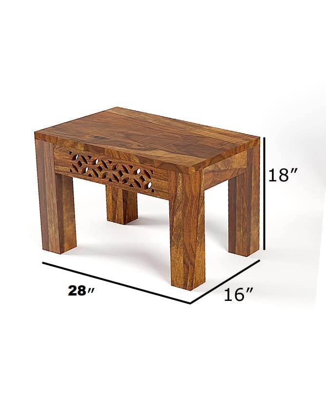 Image of SHRI MINTU'S ART Sheesham Wood Dining Table 4 Seater | Four Seater Dinning Table with 3 Chairs & 1 Bench for Home | Chairs with Cushion | Dining Room Sets for Kitchen & Restaurants | Provincial Teak