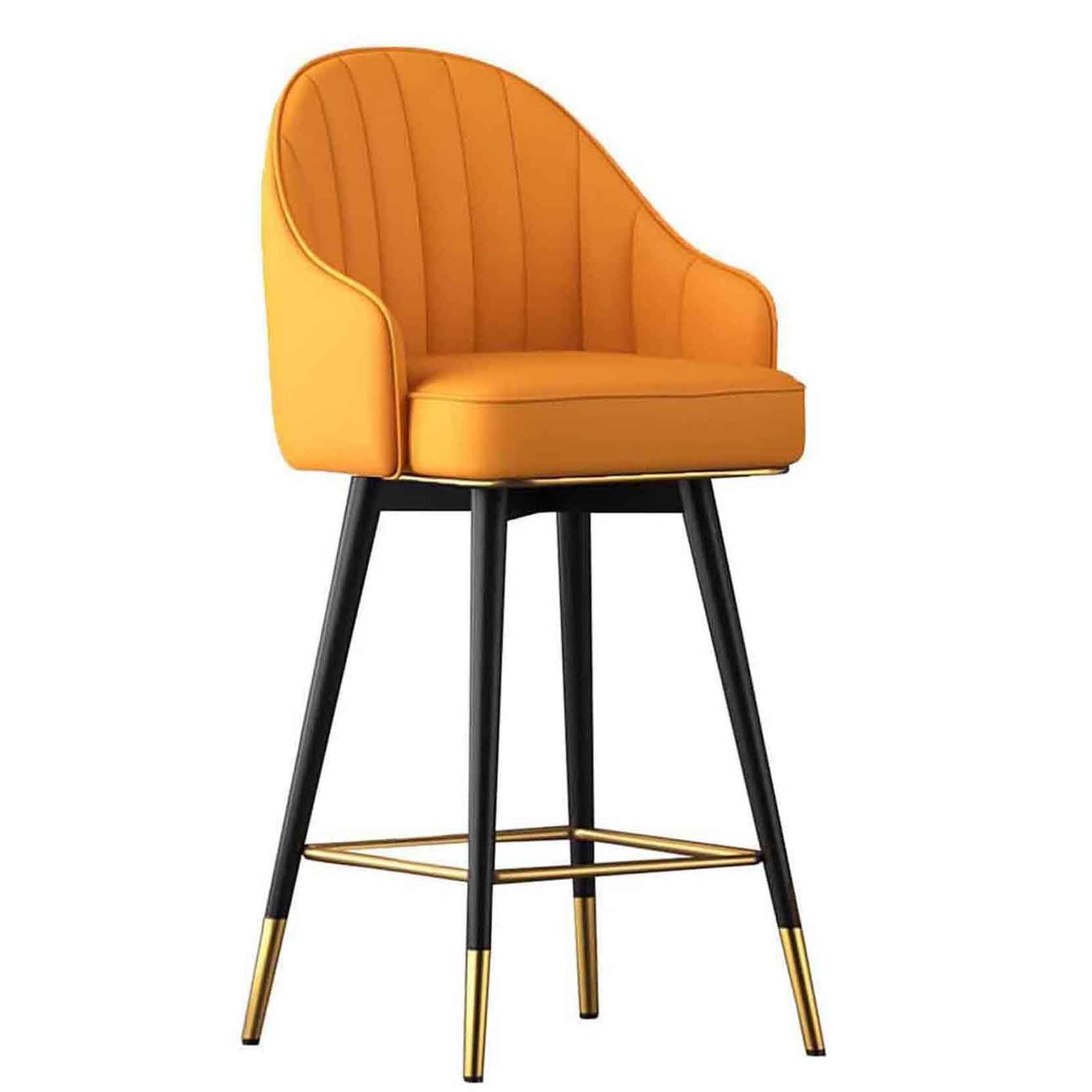 IUokLU Modern Upholstered Bar Stool with Backrest 360° Swivel Suitable for Restaurants Bistros Cafes Grey(Orange-65cm)