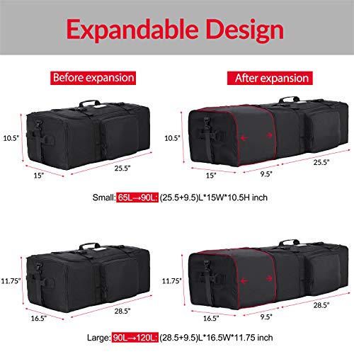 MIER Expandable Cargo Duffel Foldable Lightweight Sports Equipment Bag, 90L, Black