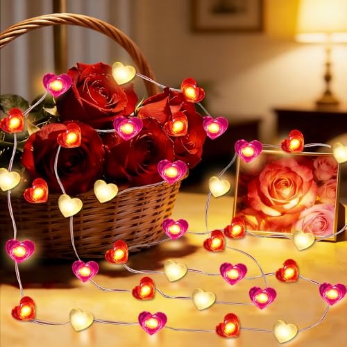 KATELUO Guirlande Lumineuse LED en Forme de Cœur, 3 Mètre LED Guirlande Lumineuse Intérieur Coeur, Lumières de Fées pour Décoration Interieur Exterieur,...