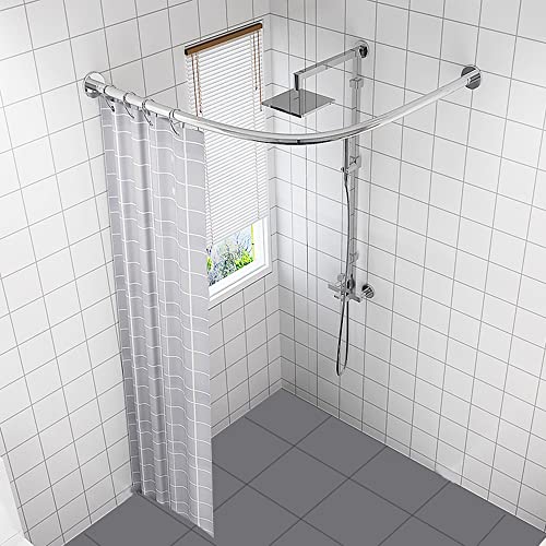Barra de cortina de ducha ajustable en forma de L de acero inoxidable