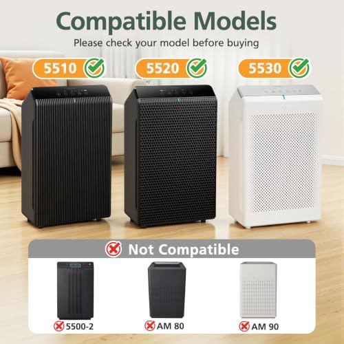 Image of 5510 5520 5530 Replacement Filter Q Compatible with Winix 5510, 5520, 5530 PlasmaWave Air Purifi-ers, HEPA Air Filter + Activated Carbon Filter Combo for Dust Pollen Pet Smoke, 2+2 Pack