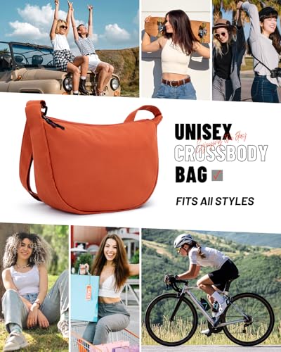 Image of Crossbody Crescent Bag for Women Men Trendy, Crescent Sling Bag with Adjustable Strap, 2 Zippers Lightweight
